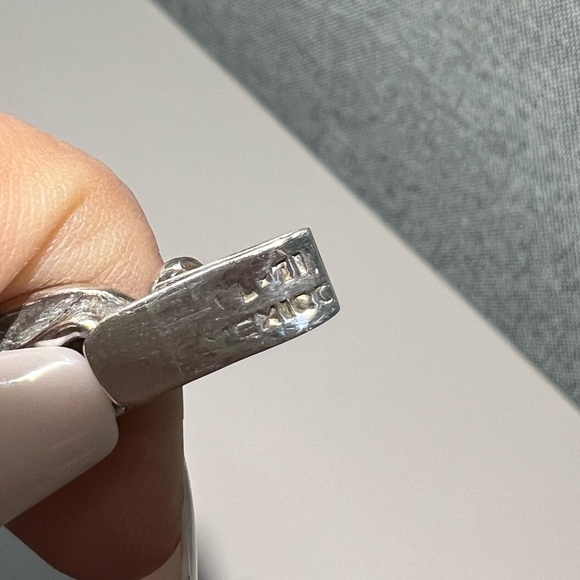 925 Vintage Mexico Sterling Silver Disk Link Bracelet - Picture 8 of 13